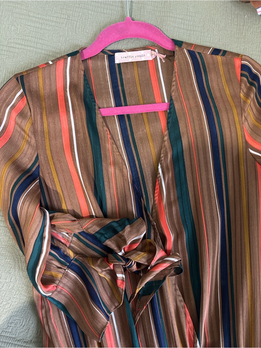 Traffic People Multicolor Striped Maxi Jumpsuit - Brown, Green, Coral